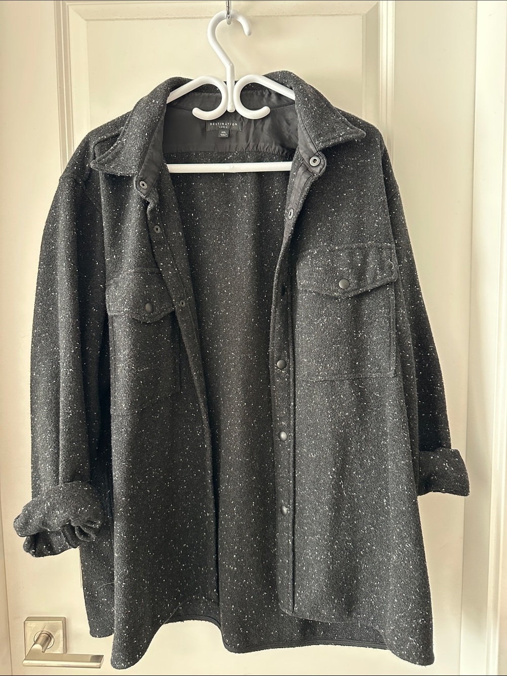 J Crew Dark Gray Speckled Shacket Jacket